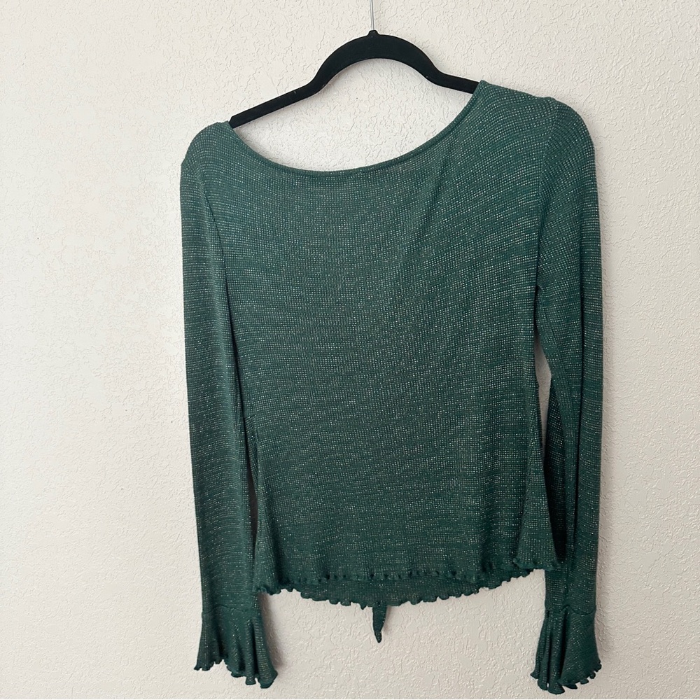 Intimately Free People Say When Bell Sleeve Blouse Top in Green Gold Medium - Picture 3 of 8